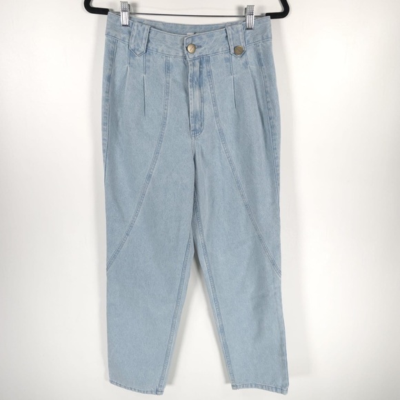 NWT IORANE Brazil Made 🇧🇷 Straight Crop Blue Trouser 100% COTTON E739 Sz 38/S - Picture 14 of 15